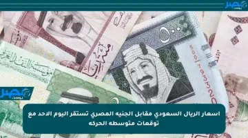 أسعار الريال السعودي مقابل الجنيه المصري تستقر اليوم الأحد مع توقعات متوسطة الحركة